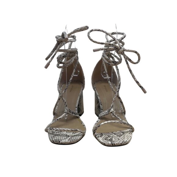 PrettyLittleThing Snake Print Lace-Up Block Heel Sandals Sz US 6/ UK 4/ EU 37 - Picture 2 of 10